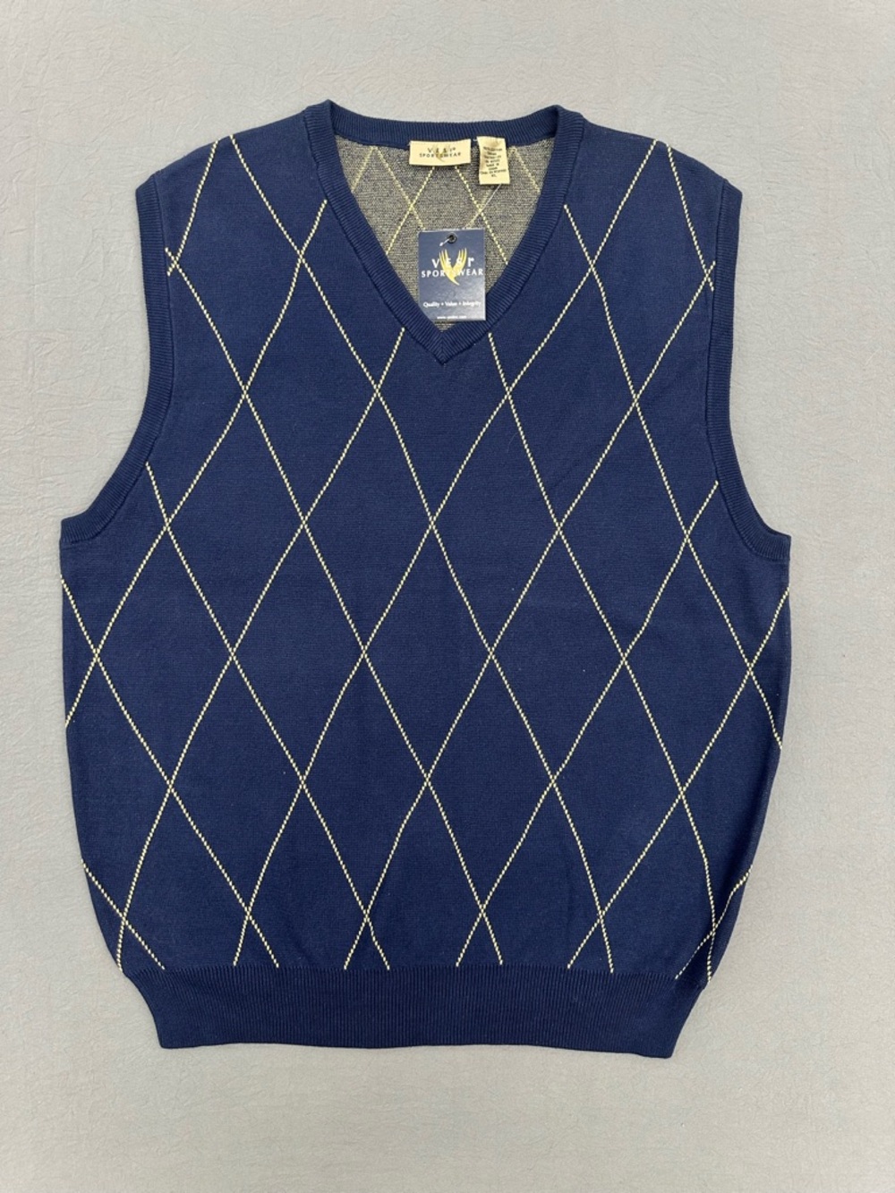 Vesi Sportswear Navy Argyle V-Neck Sweater Vest XL
